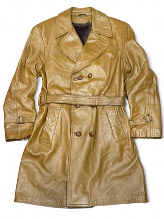 Vintage Jackets & Blazers - Vintage 70s Crown Leather Garment Double Breasted Leather Trench Coat